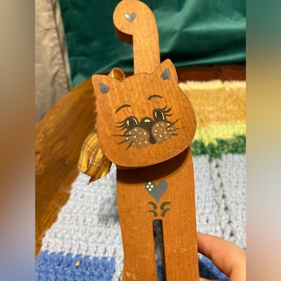 Accents | Vintage Primitive Rustic Painted Wood Kitty Cat | Poshmark